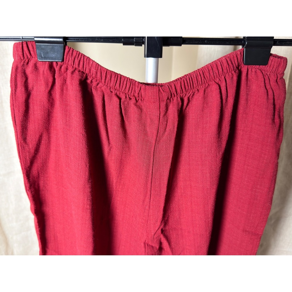 Eileen Fisher XS Red Italian Fabric Pull On Ankle Pants Made USA Vintage - Picture 3 of 6